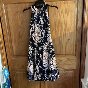 B Darlin Navy Floral Backless Dress